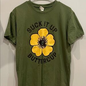Green T-Shirt with Yellow Flower Graphic